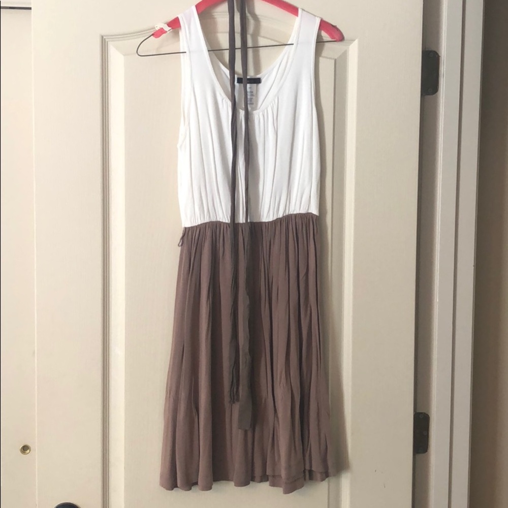 Cozy khaki and cream dress